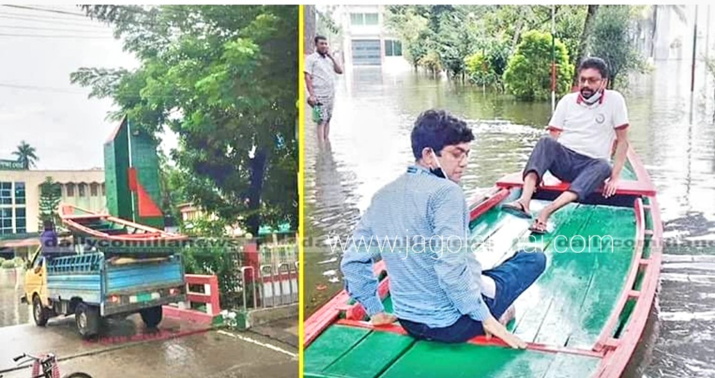 নৌকা ছড়ে অফিস করলেন কুমিল্লার শিক্ষাবোর্ড এর চেয়ারম্যান