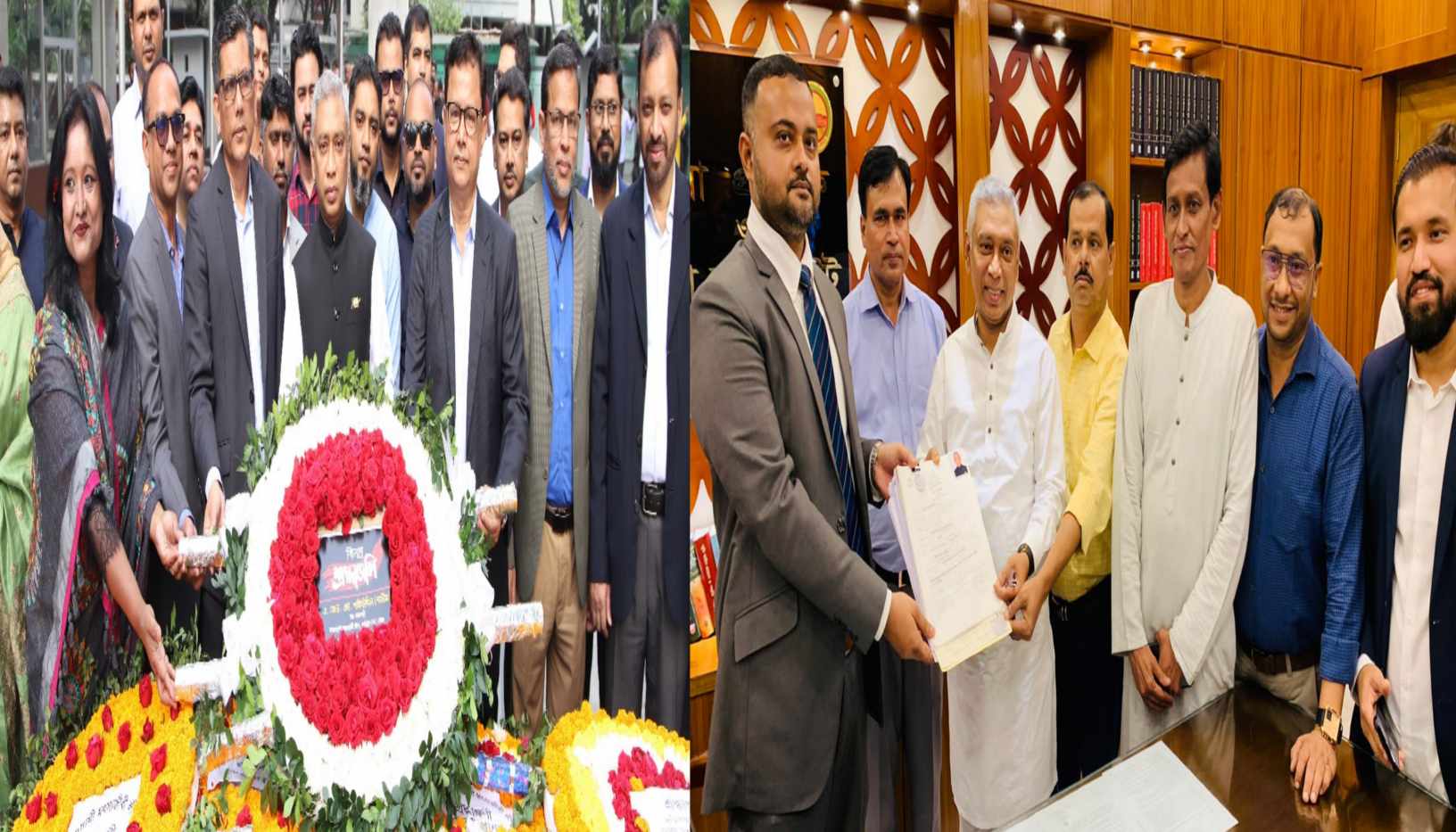 বঙ্গবন্ধু প্রতিকৃতিতে পূস্পস্তবক অর্পণ করে মনোনয়নপত্র দাখিল করলেন শফিউদ্দিন শামীম